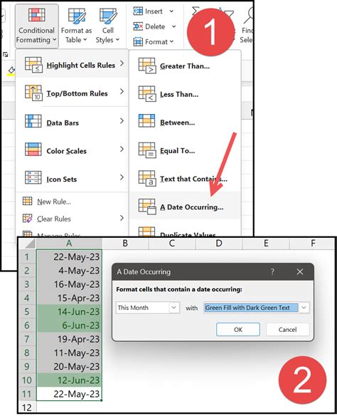 Formatting Dates using Conditional Formatting Example 4