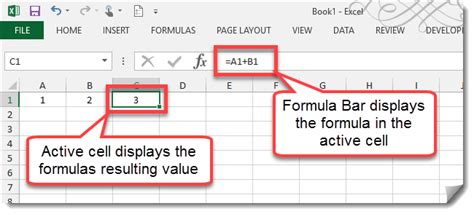 Using the formula bar to enter a formula