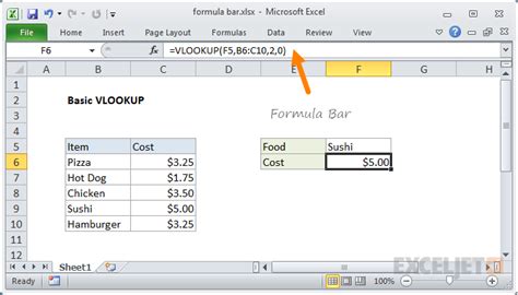 Formula Bar Formulas