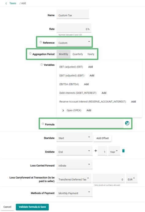 Using the Formula Builder to enter a formula in cell G6