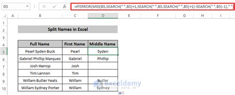 Using Formulas for Name Split