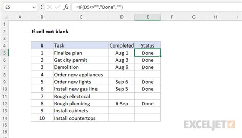 Formula Not Blank Cells