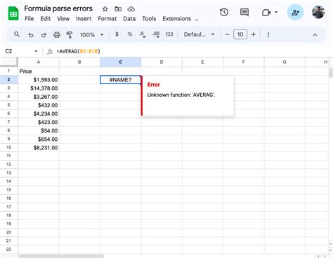 Sheets Formula Parse Error Image 5