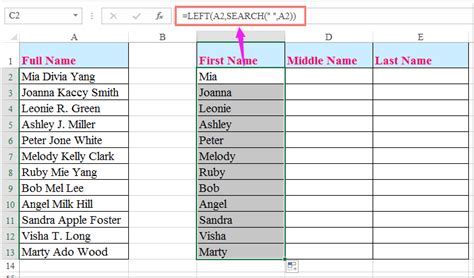 Formulas for Splitting Names in Excel