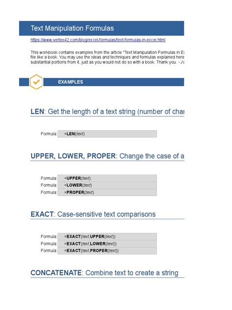 Image of formulas for text manipulation