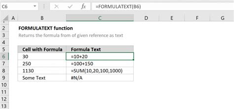 Using the FORMULATEXT function in Google Sheets