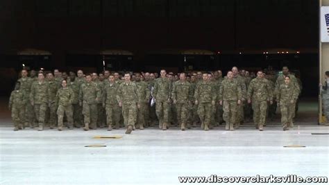 Soldiers participating in a welcome home ceremony