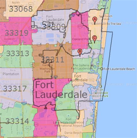 Fort Lauderdale Zip Code Map