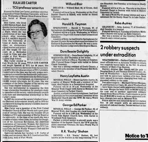 Fort Worth Star Telegram Obituary Archives