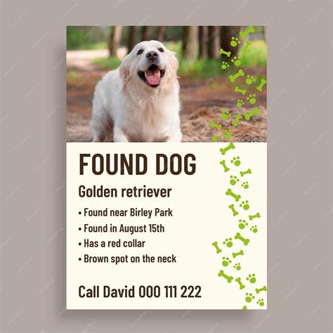 Found dog flyer template with border