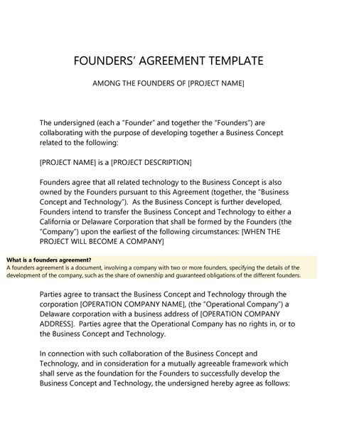 Founders Agreement Template 1