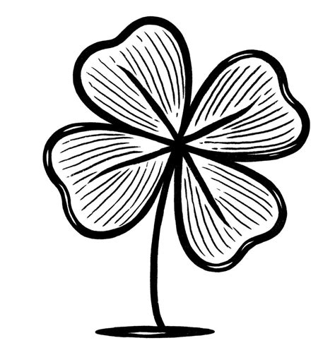 Four-leaf clover drawing templates for kids