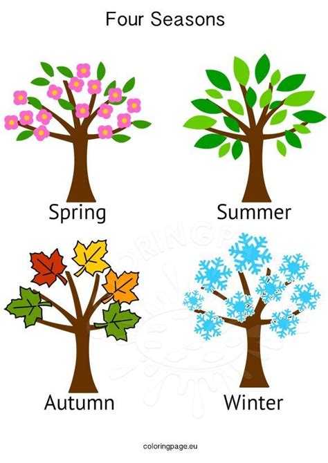 Colorful four seasons tree template