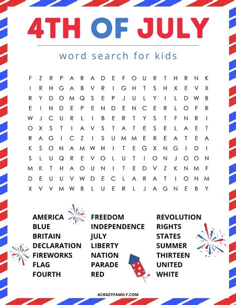 Fourth of July Word Search