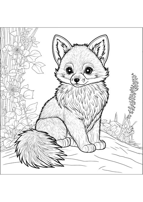 A printable fox coloring page for kids