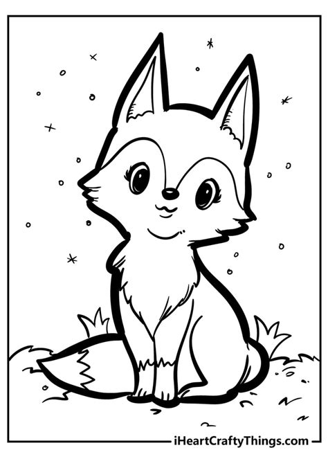 A fox coloring page with a winter theme