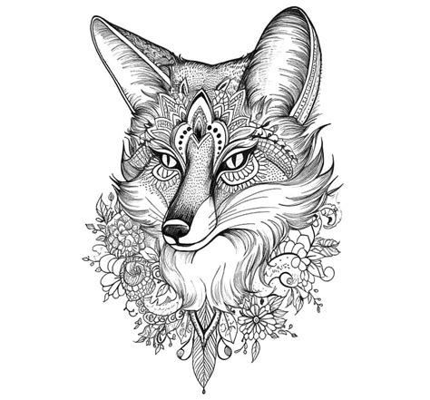 Fox Coloring Pages with Intricate Patterns