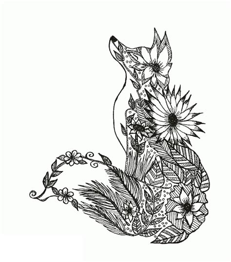 Fox Coloring Pages with Mandala Patterns