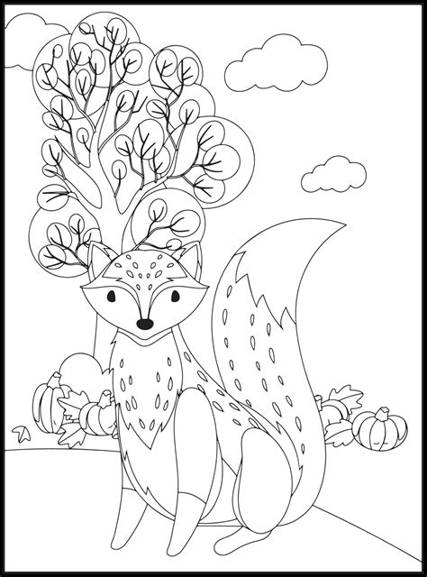 Fox Coloring Pages with Watercolor Effects