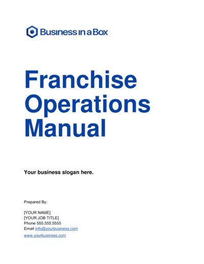 Franchise Operations Manual Template Doc