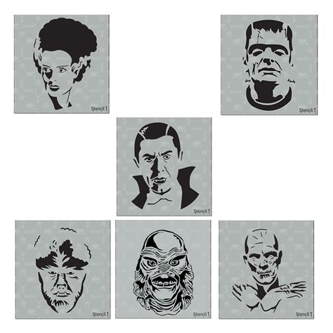 Frankenstein face with screws stencil