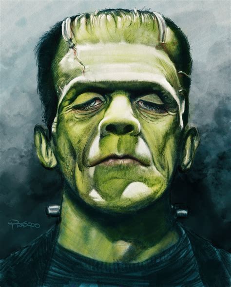 Frankenstein monster with bolts and a flat head