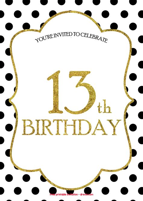 Free 13th birthday invitation templates