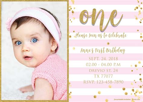 Free 1st Birthday Invitation Templates Etsy