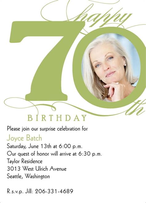 Free 70th Birthday Invitation Ideas