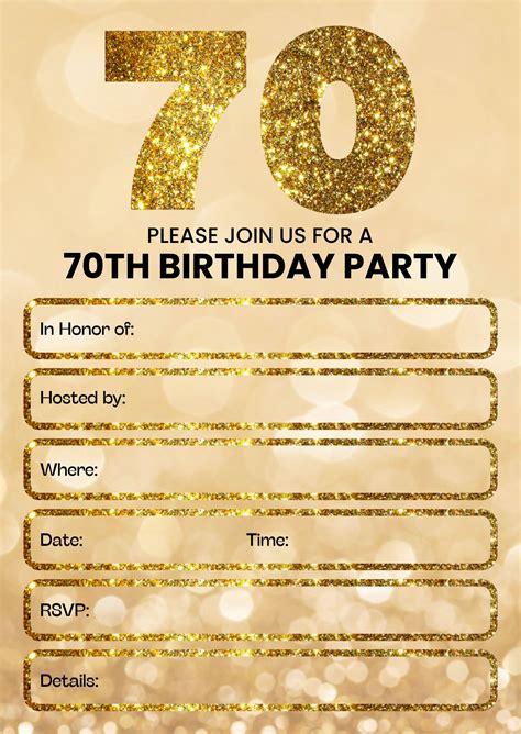 Free 70th Birthday Invitation Templates