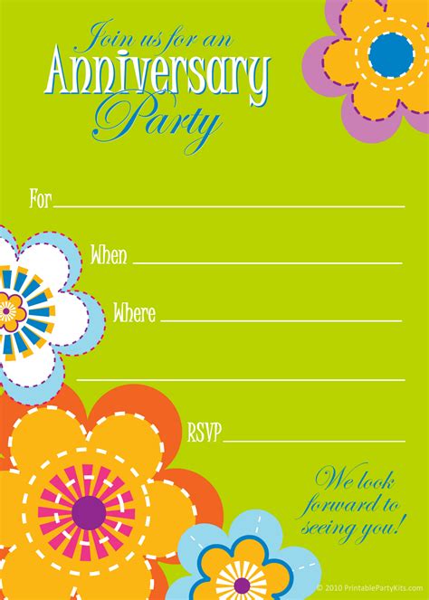 Free Anniversary Party Invitation Templates