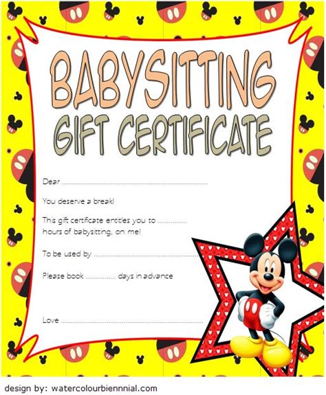 Free Babysitting Gift Certificate Templates Online