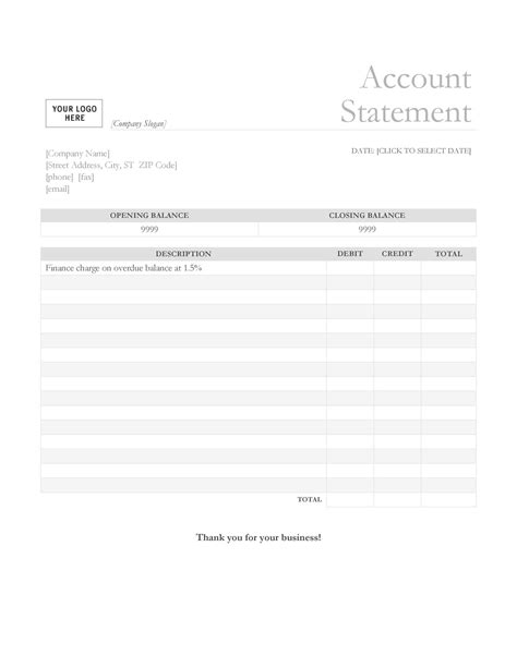 Free Bank Statement Template Word