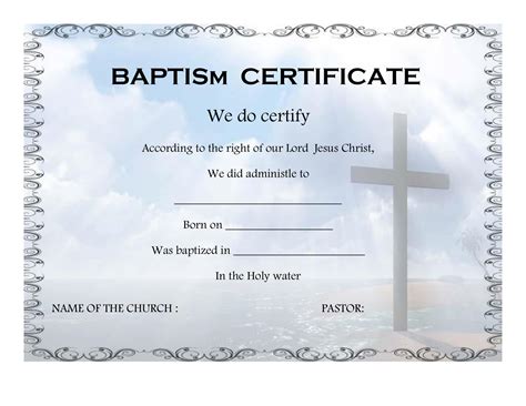 Free Baptism Certificate Printable