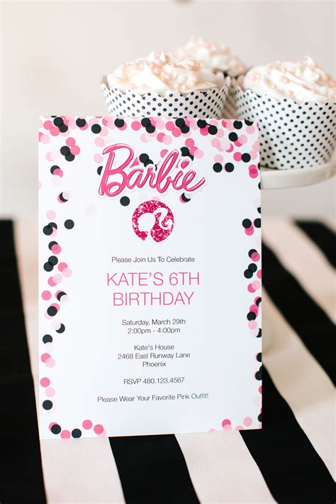 A collection of free Barbie birthday party invitation templates