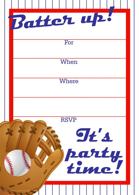 Free Baseball Party Invitation Template