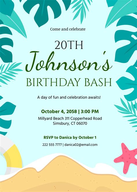 Free Beach Invitation Template