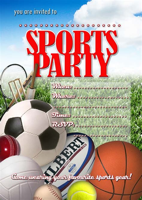 Free Birthday Invitation Templates for Sports-Themed Parties