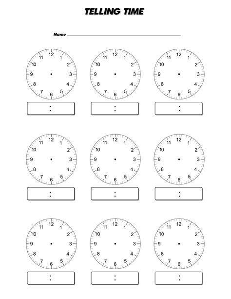 Free blank clock printable worksheets