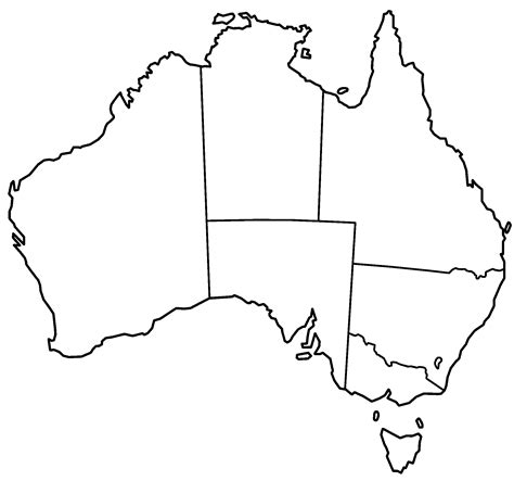 Free blank map of Australia printable