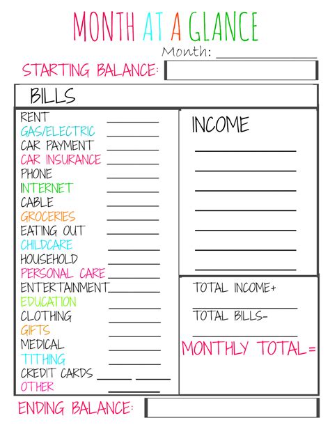 Free Budget by Paycheck Printable