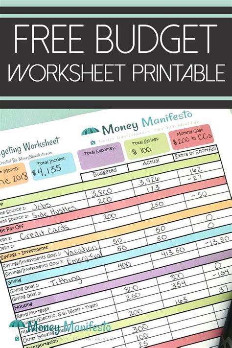 Free budgeting printables for everyone