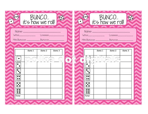 Free Bunco Score Cards Template