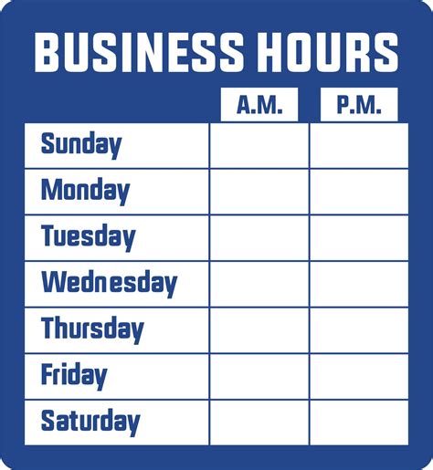 Free Business Hours Sign Templates