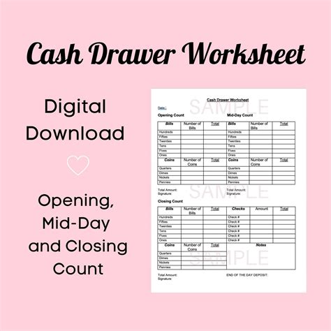 Free Cash Drawer Count Sheet Template