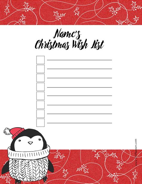 Free Christmas List Templates