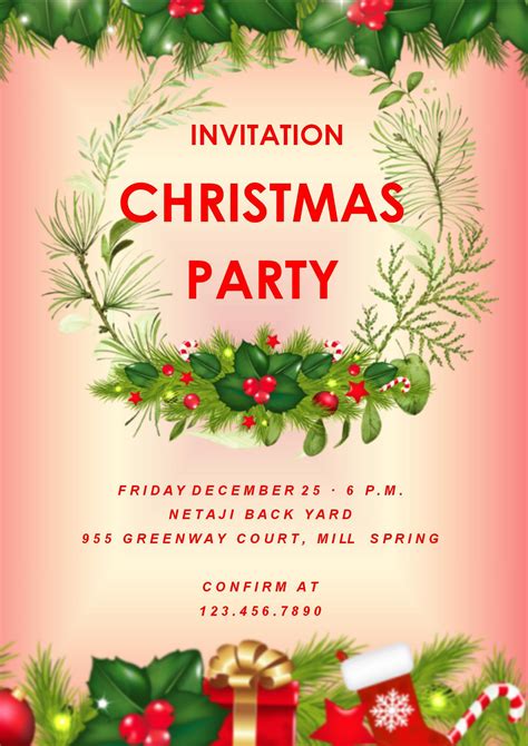 Free Christmas Party Invite Template for Word