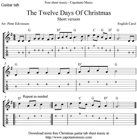 Free Christmas sheet music for guitar