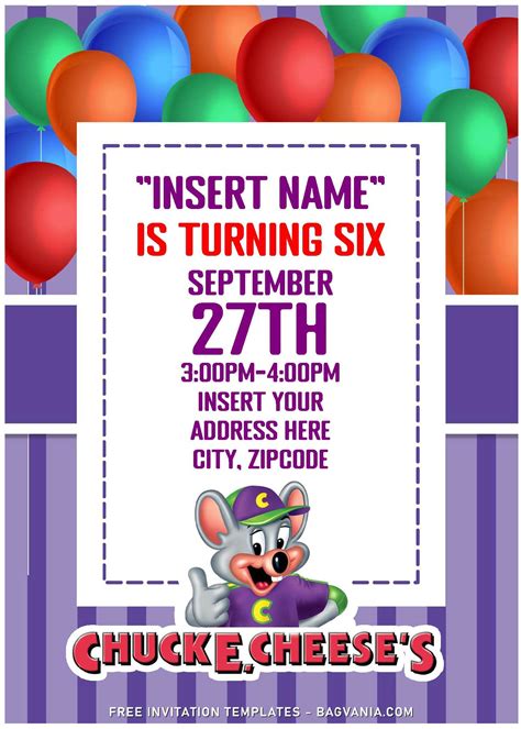 Free Chuck E. Cheese's Invitation Template 10