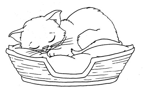 Free Coloring Pages of Cats in Beds